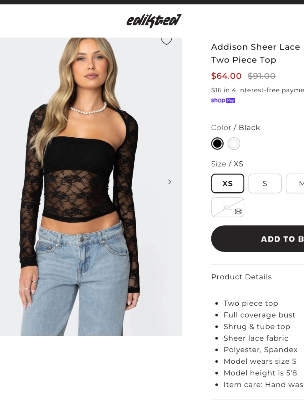 EDIKTED WHITE FOX ADDISON SHEER LACE SHRUG SET